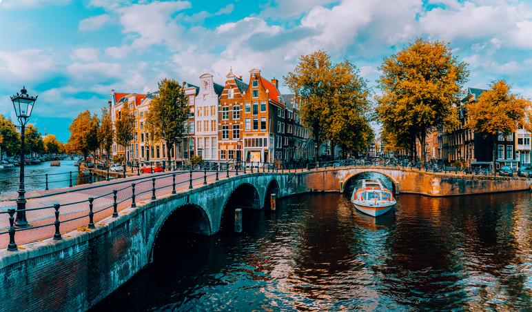 Amsterdam river and boat