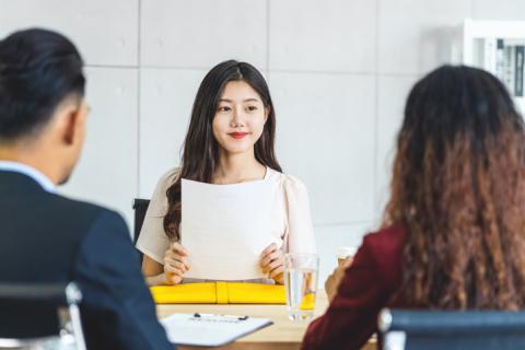 Woman interviewing for a job role