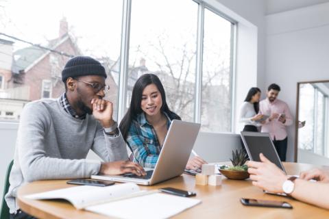 students on laptop