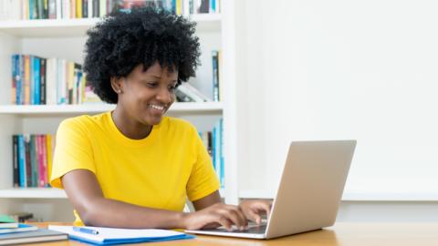 A student takes the Duolingo English Test remotely