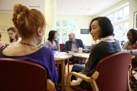 Volunteers with elderly people